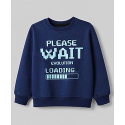 Pine Kids Cotton Mixes Knit Sweatshirts with Full Sleeves and Rivera Explore & Please Wait Print Pack of 3 - Navy Blue Orange White