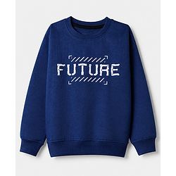 Pine Kids Cotton Mix Knit Sweatshirts with Full Sleeves and Text Print Pack of 3 in Navy Blue
