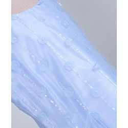 Pine Kids Woven Mesh Sleeveless Party Dress with Floral Applique & Sequined Design - Light Blue
