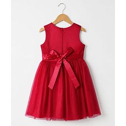 Pine Kids Woven Sleeveless Party Dress With Sequinned Floral Applique - Dark Pink