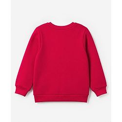Pine Kids Cotton Mix Knit Sweatshirt with Full Sleeves and Bow Sequins Detailing in Red