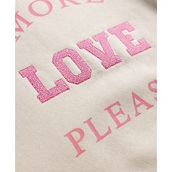 Pine Kids Knit Sweatshirt with Full Sleeves and More Love Please Embroidery in Offwhite