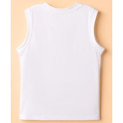 Pine Kids 100% Cotton Woven Full Sleeves Shirt and Tank Top with It' Vacay Time Print in Light/Sky Blue