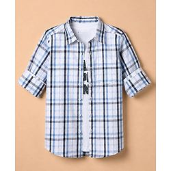Pine Kids 100% Cotton Woven Shirt and Tank Top with Full Sleeves, Ready For Change Print - White