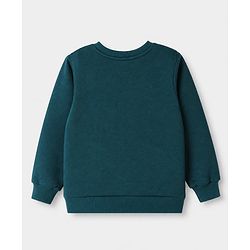 Pine Kids Cotton Mix Knit Sweatshirt with Full Sleeves and Floral Print in Dark Green