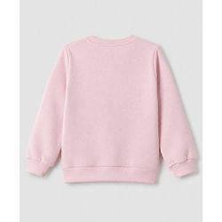 Pine Kids Cotton Knit Sweatshirt with Full Sleeves and Rose Patch in Pink