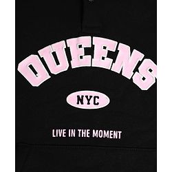 Pine Kids Cotton Mix Knit Sweatshirts with Full Sleeves and Queens Print in Black