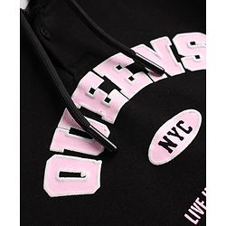 Pine Kids Cotton Mix Knit Sweatshirts with Full Sleeves and Queens Print in Black