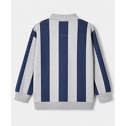 Pine Kids Cotton Mix Knit Sweatshirt with Full, Drop Shoulder Sleeves, Fantastic Print and Striped Print in Grey