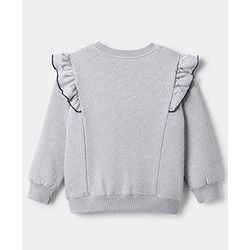 Pine Kids Cotton Mix Knit Sweatshirt with Full Sleeves and Bow Applique in Grey