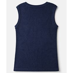Pine Kids Cotton Blend Knit Full Sleeves Solid Colour Thermal Wear Set with Vest - Navy Blue