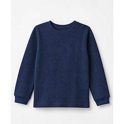 Pine Kids Cotton Blend Knit Full Sleeves Solid Colour Thermal Wear Set with Vest - Navy Blue