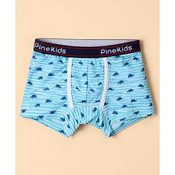 Pine Kids Cotton Elastane Knit Trunks With Sea life Print Pack of 3 - Blue & White