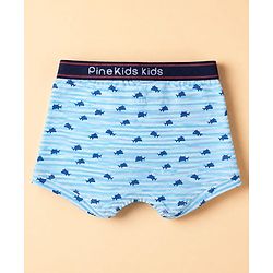 Pine Kids Cotton Elastane Knit Trunks With Sea life Print Pack of 3 - Blue & White