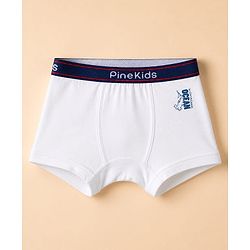 Pine Kids Cotton Elastane Knit Trunks With Sea life Print Pack of 3 - Blue & White