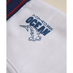 Pine Kids Cotton Elastane Knit Trunks With Sea life Print Pack of 3 - Blue & White