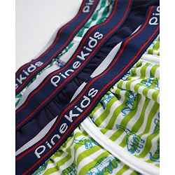 Pine Kids Cotton Elastane Knit Trunks With Animal Print Pack of 3 - Blue Green & Black