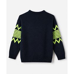 Pine Kids Pullover with Full Sleeves and Geometric Design in Black