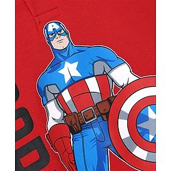 Pine Kids Marvel 100% Cotton Knit Polo T-Shirt with Half Sleeves and Captain America Print in Red for 4-5 Years