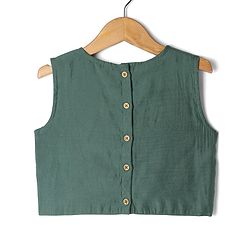 Pine Kids Woven Lehenga Choli and Dupatta with Full Sleeves and Botanical Pattern Embroidery in Olive Green for 4-5 Years