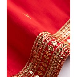 Pine Kids Woven Sleeveless Choli & Lehenga Set With Sequinned Embroidery & Dupatta - Red