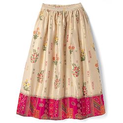 Pine Kids Woven Sleeveless Choli & Lehenga Set With Floral Print & Lace Work & Dupatta - Dark Pink