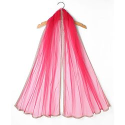 Pine Kids Woven Full Length Lehenga Choli with Dupatta and Mandala Embroidery in Dark Pink