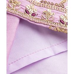 Pine Kids Woven Sleeveless Choli & Lehenga Set With Dupatta & Sequin Embroidered - Pink & Lavender