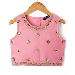 Pine Kids Woven Sleeveless Choli & Lehenga Set With Dupatta & Sequin Embroidered - Pink & Lavender