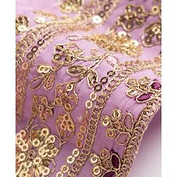 Pine Kids Woven Sleeveless Choli & Lehenga Set With Dupatta & Sequin Embroidered - Pink & Lavender