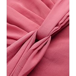Pine Kids Woven Fit & Flare Layered Solid Sleeveless Party Dress with Knot Belt Applique - Dark Peach