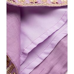 Pine Kids Woven Sleeveless Choli & Lehenga Set With Sequinned Embroidery & Dupatta - Wine