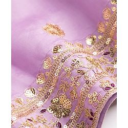 Pine Kids Woven Sleeveless Choli & Lehenga Set With Sequinned Embroidery & Dupatta - Wine