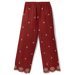 Pine Kids 100% Cotton Woven Three-Fourth Sleeves Indo Western Set With Floral Embroidery - Rust Orange