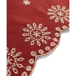 Pine Kids 100% Cotton Woven Three-Fourth Sleeves Indo Western Set With Floral Embroidery - Rust Orange