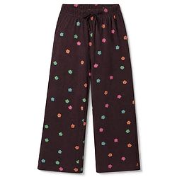 Pine Kids 100% Cotton Knit Bio Washed Single Jersery 180 Gsm Half Sleeves Co-ord Top & Pajama Night Suit with Floral & Graceful Text Print - Brown