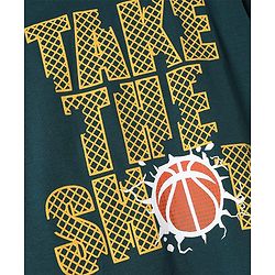Pine Kids 100% Cotton Knit Full Sleeves T-Shirts with Take The Shot Print - Dark Green