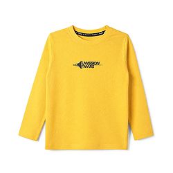 Pine Kids 100% Cotton Knit Full Sleeves T-Shirt with Front and Back Space Shuttle Print in Yellow
