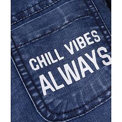 Pine Kids 100% Cotton Woven Denim Shirt with Half Sleeves and Chill Vibes Always Print - Royal Blue
