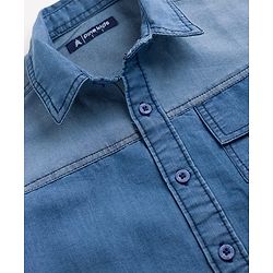 Pine Kids 100% Cotton Woven Denim Shirt with Full Sleeves in Royal Blue