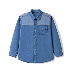 Pine Kids 100% Cotton Woven Denim Shirt with Full Sleeves in Royal Blue