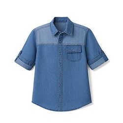 Pine Kids 100% Cotton Woven Denim Shirt with Full Sleeves in Royal Blue