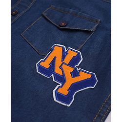 Pine Kids Cotton Woven Full Sleeves Denim Shirt with Ny Applique in Navy Blue