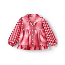 Pine Kids 100 % Cotton Knit Full Sleeves Co-Ord Top And Pyjama Night Suit With Checked Print - Red