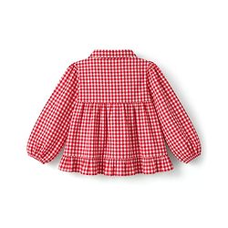 Pine Kids 100 % Cotton Knit Full Sleeves Co-Ord Top And Pyjama Night Suit With Checked Print - Red