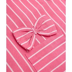 Pine Kids 100% Cotton Woven Full Sleeves Co-Ords Shirt & Pajama Night Suit With Bow Applique - Pink