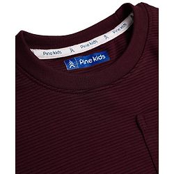 Pine Kids Cotton Ottoman Half Sleeves T-Shirt and Pant with Full Length and Smile Today Patch - Wine