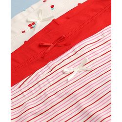 Pine Kids Cotton Elastane Knit Panties With Floral Print Pack of 3 - White Red & Pink