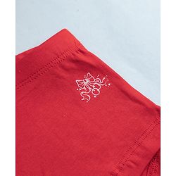 Pine Kids Cotton Elastane Knit Striped Panties With Bow Print & Applique Pack of 3 - White, Red & Pink