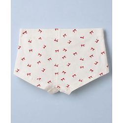 Pine Kids Cotton Elastane Knit Striped Panties With Bow Print & Applique Pack of 3 - White, Red & Pink